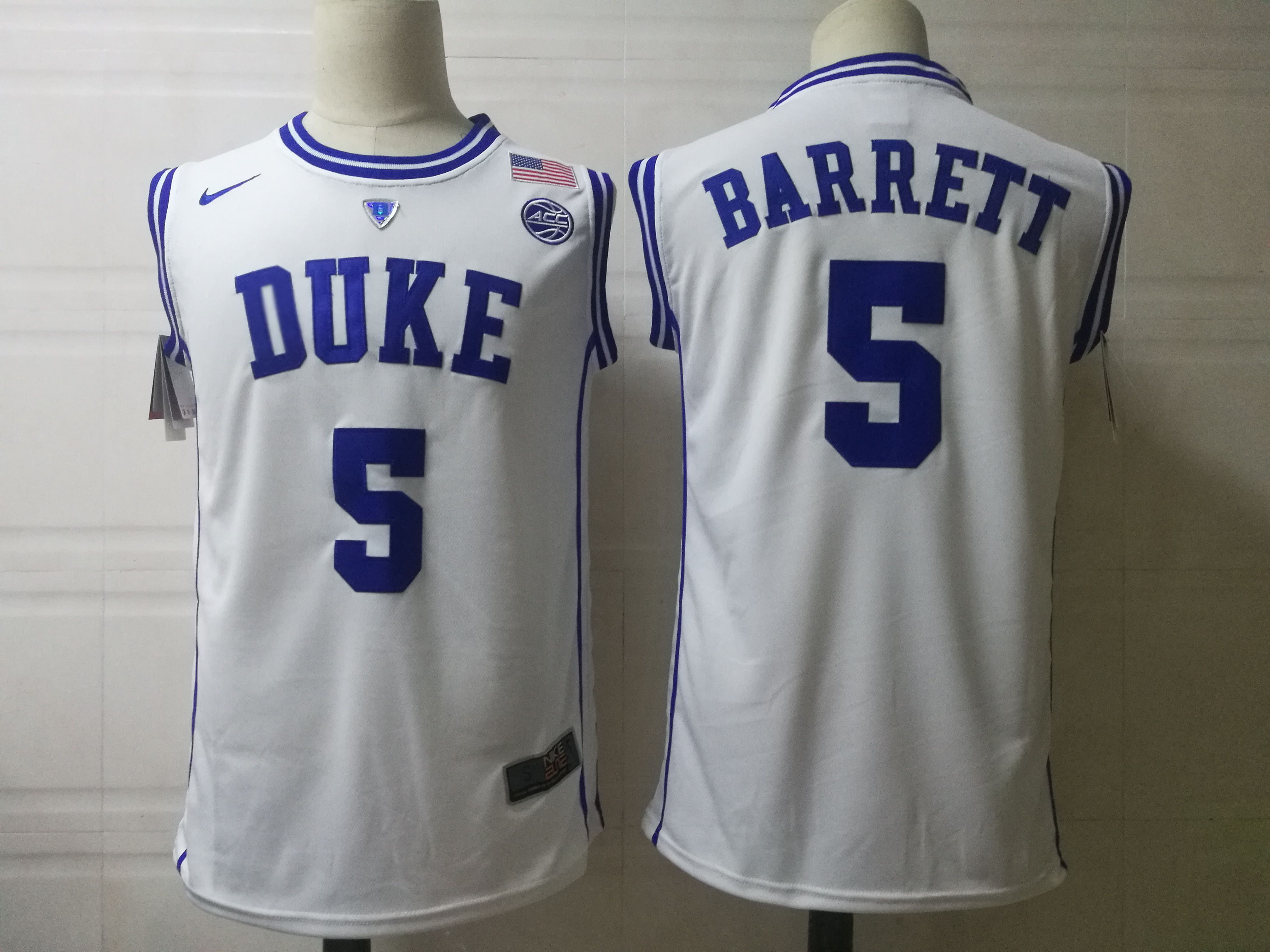 Men Duke Blue Devils #5 Barrett White Nike 2025 NCAA Jersey